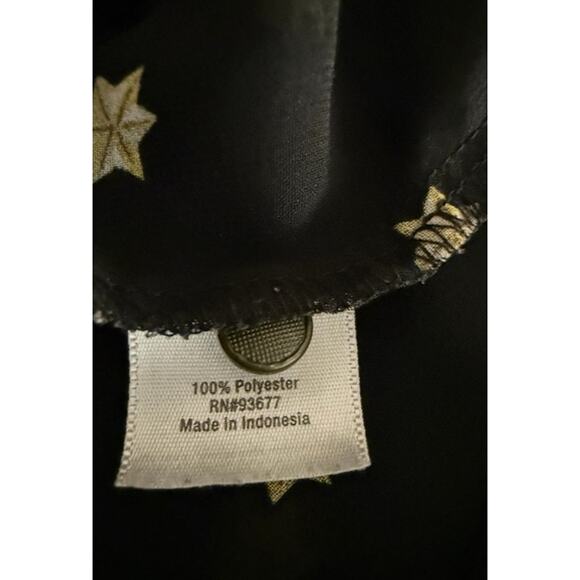 A.N.A Black Sheer Small Petite Blouse Golden Star Print Button-Front Long Sleeve - Picture 6 of 7